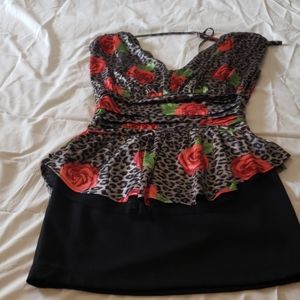 Floral and leopard print dress